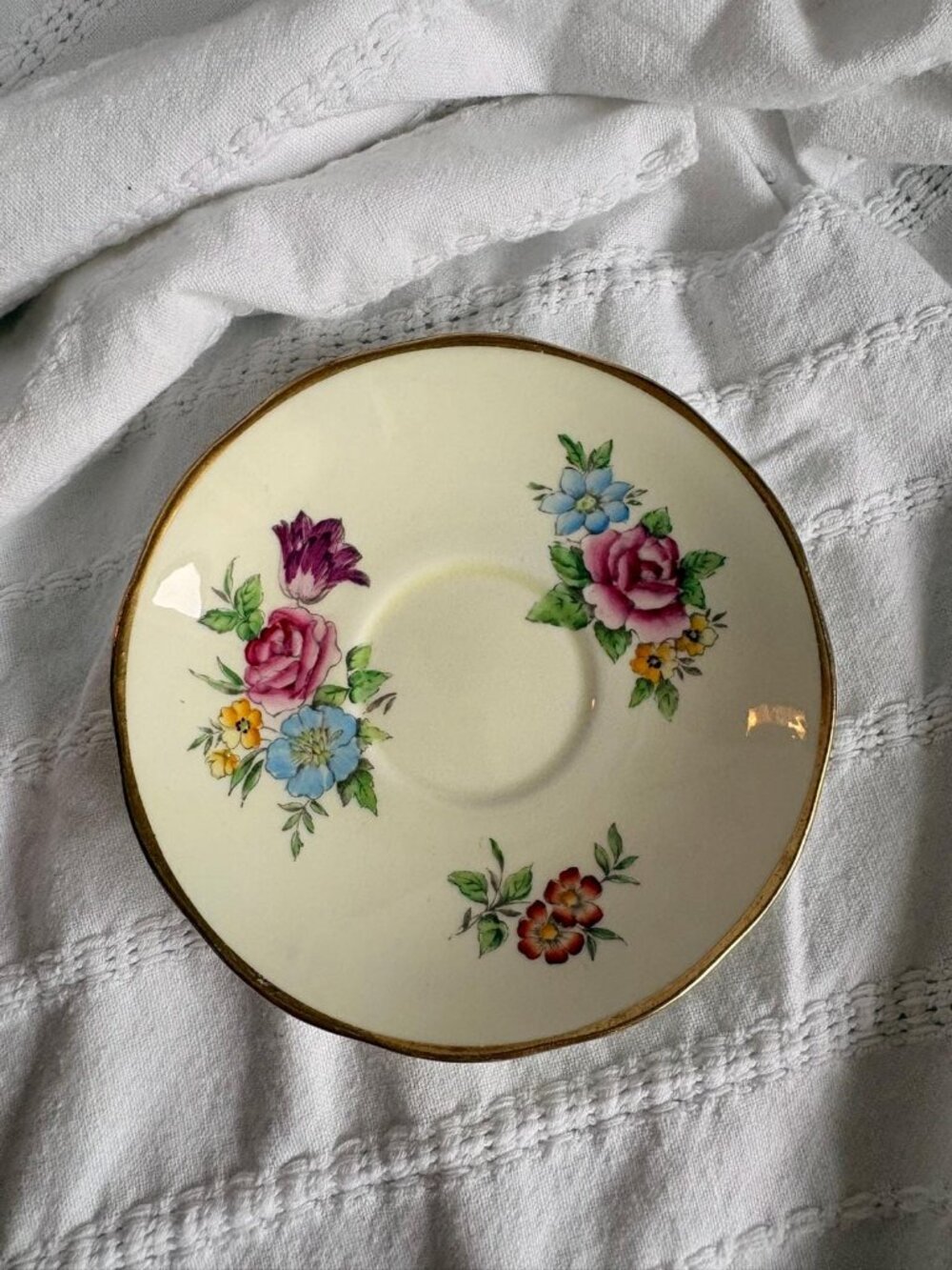 Vintage Salisbury Old Dresden Saucer | English Bone China Floral Plate (1950s-60
